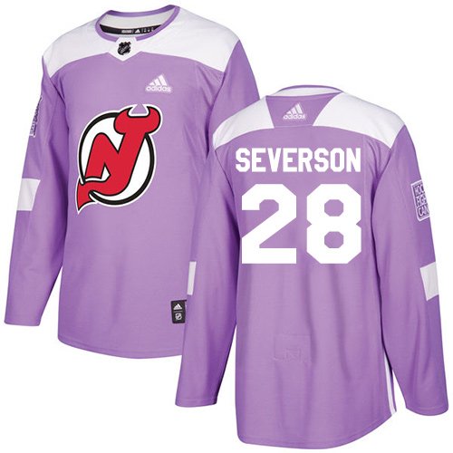 Adidas Devils #28 Damon Severson Purple Authentic Fights Cancer Stitched NHL Jersey